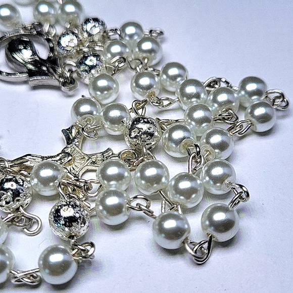 Ivory glass beads handmade rosary - Picture 2 of 2